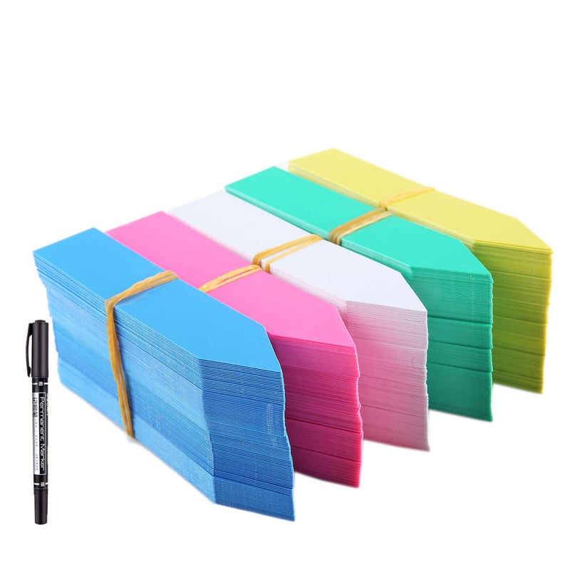 Mihey 1000 Pcs 4 Inch Plastic Garden Plant Tags Nursery Garden Labels Markers Plant Stakes Waterproof Pot Labels, 5 Colors - Image 1